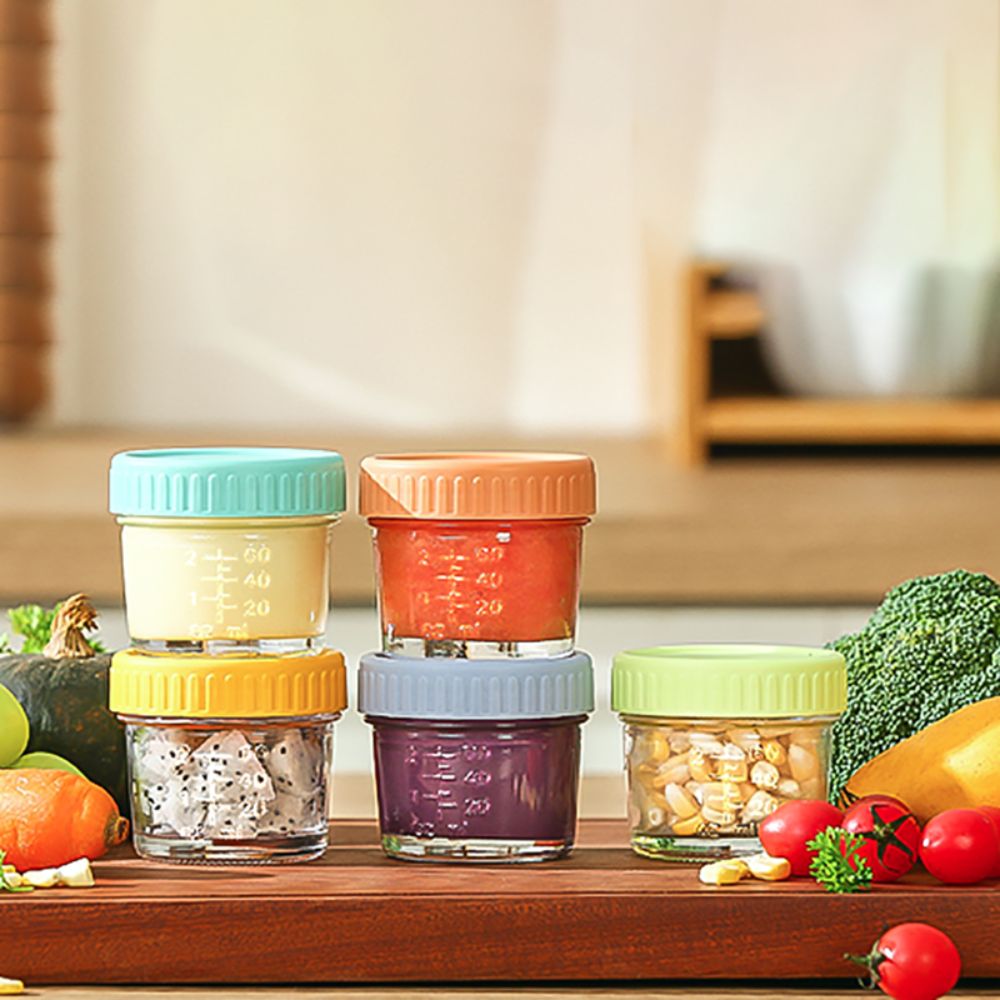 Baby Food Glass Jar - 6개입 메이슨 유리병 유아식 병 뚜껑