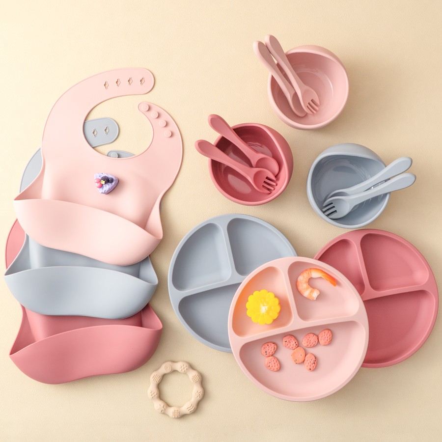 Baby Food Tray - 5Pcs 아기 실리콘 먹이 세트 어린이를위한
