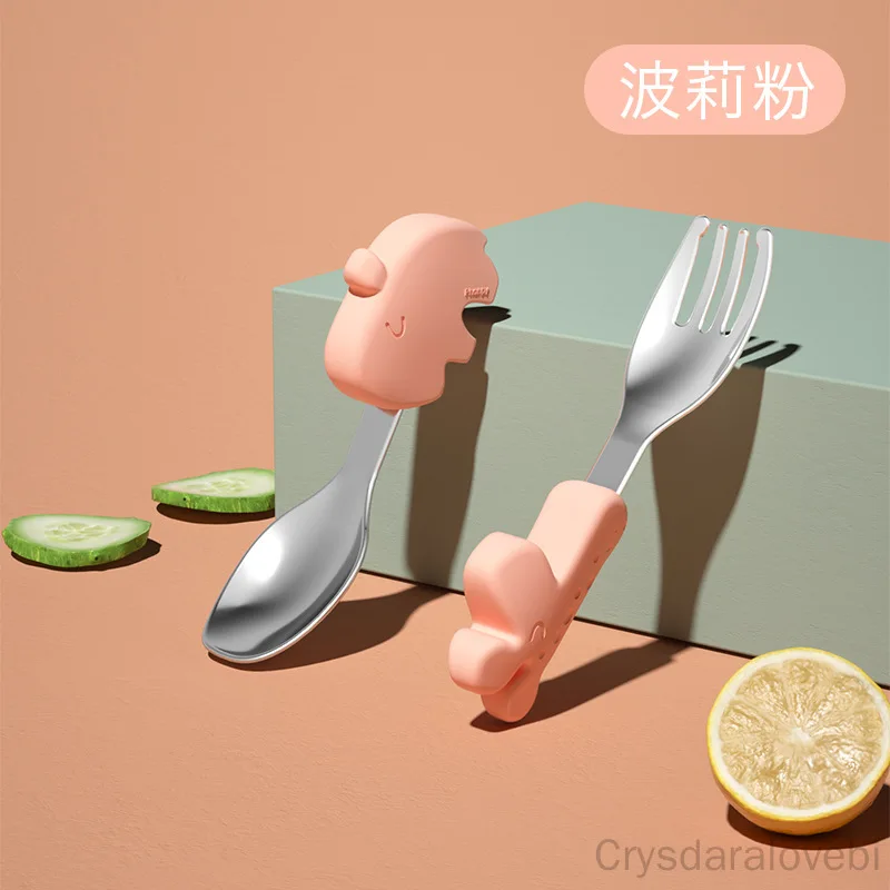 Baby Food Japan - 1setElephant 짧은 포크 스푼 세트 아기