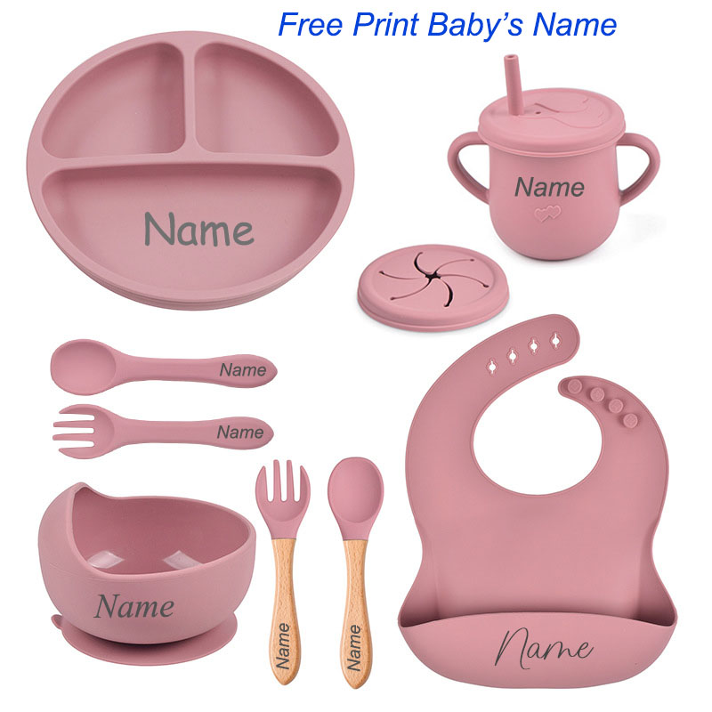 Baby Food Logo - 8Pcs 실리콘 식기 세트 개인화 된