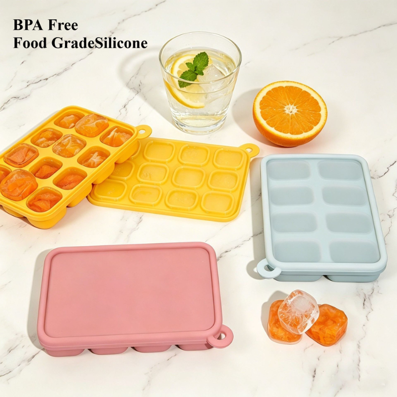 Baby Food Tray - 플래티넘 실리콘 이유식 냉동 트레이 (뚜껑