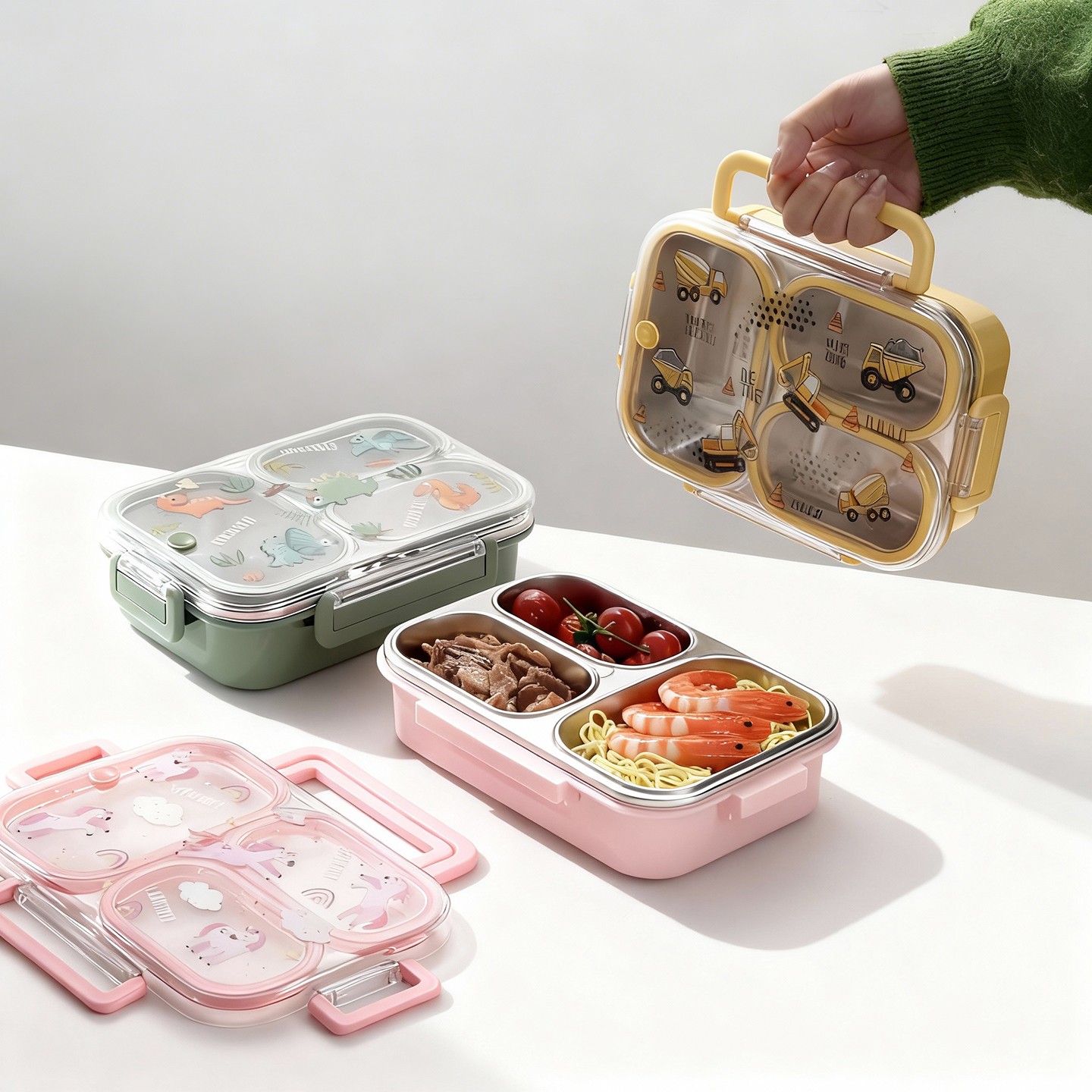 Baby Food Container - 대용량 만화 캐릭터 어린이 도시락 가방