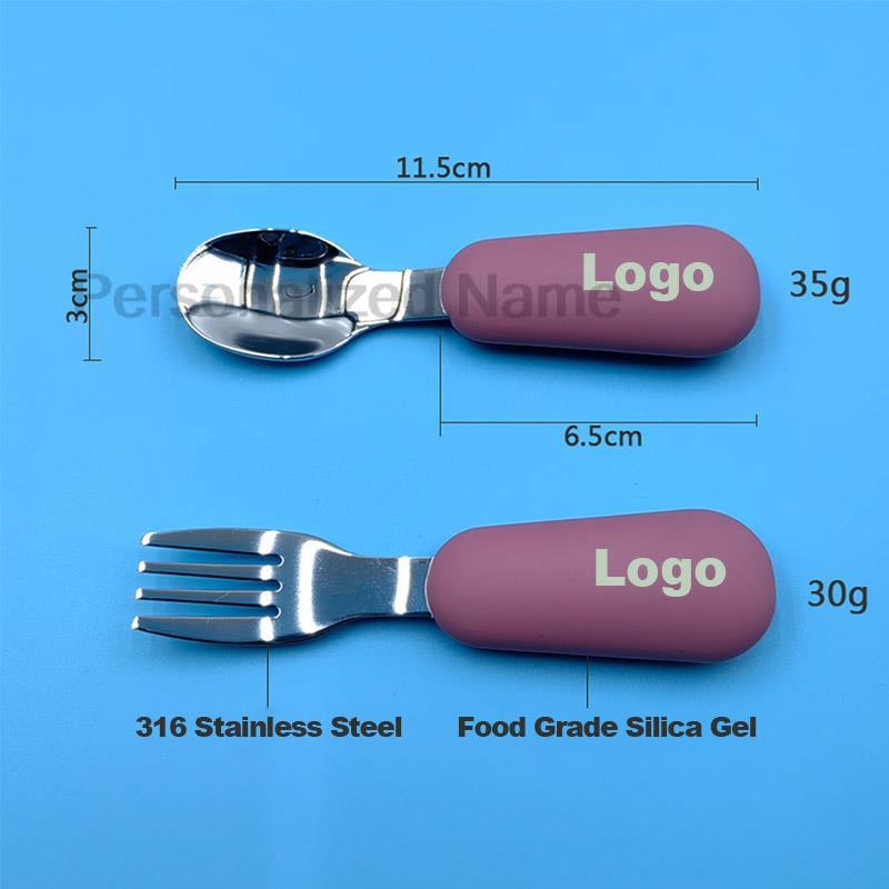 맞춤 로고 2 개/대 아기 실리콘 식기 어린이 스테인레 - Baby Food Logo 리뷰 및 가격