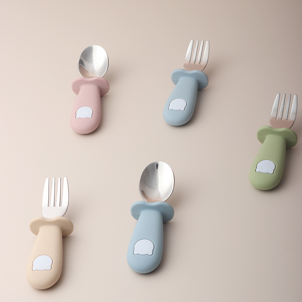 아기 팬더 모양 실리콘 스푼 및 포크 스테인리스 스틸  - Baby Food Utensils 리뷰 및 가격