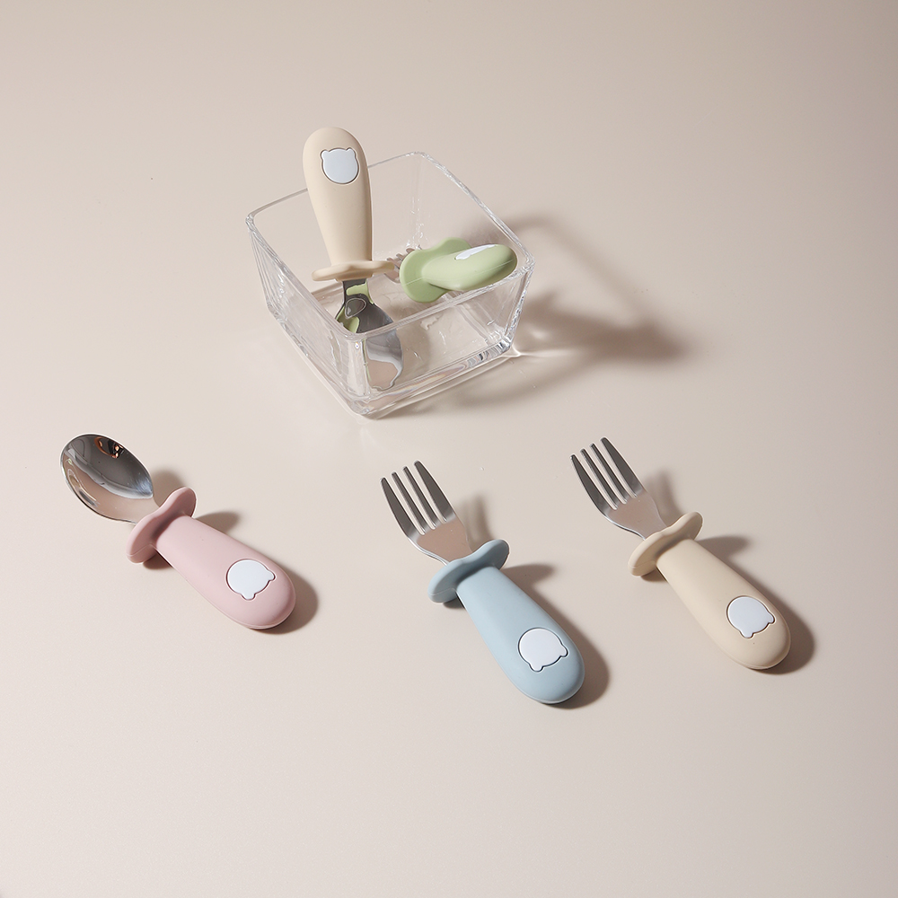 아기 팬더 모양 실리콘 스푼 및 포크 스테인리스 스틸  - Baby Food Utensils 리뷰 및 가격