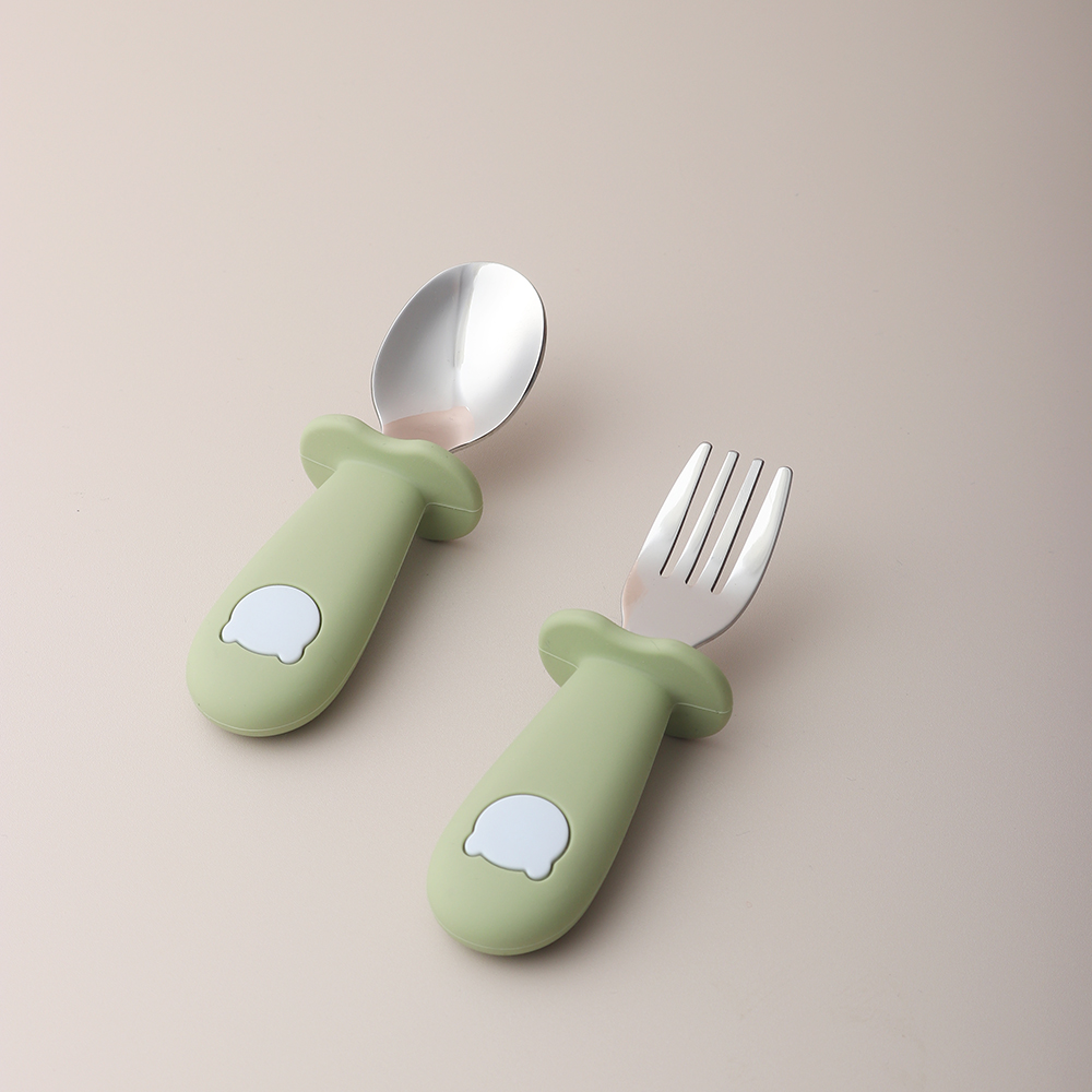 아기 팬더 모양 실리콘 스푼 및 포크 스테인리스 스틸  - Baby Food Utensils 리뷰 및 가격