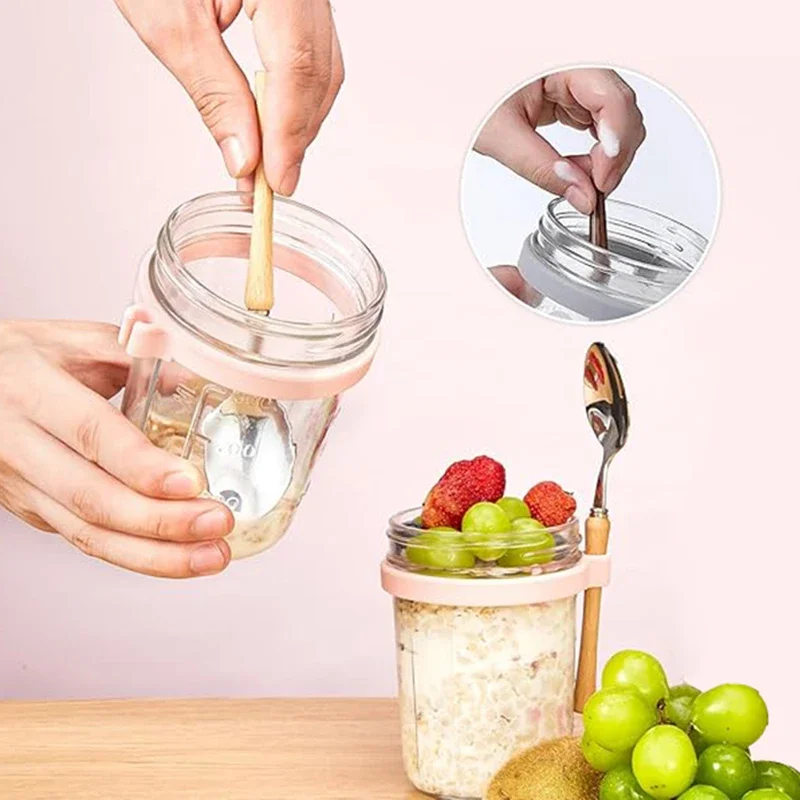 휴대용 시리얼 아침 식사 컵 밤새 귀리 유리 컵 포크  - Baby Food Glass Jar 리뷰 및 가격