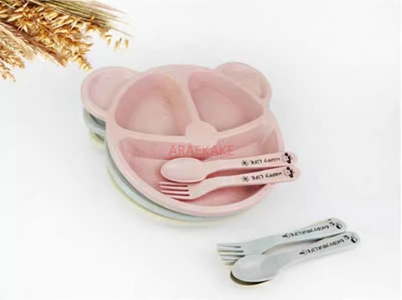 어린이 식사 접시 세트 식사 용품 식품 등급 밀짚 분할 - Baby Food Grade 리뷰 및 가격