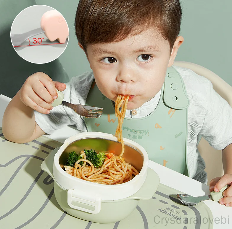 1setElephant 짧은 포크 스푼 세트 아기 훈련 - Baby Food Japan 리뷰 및 가격