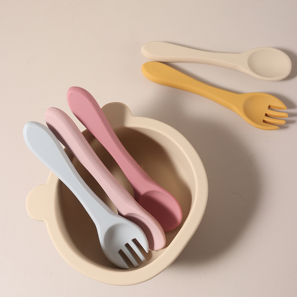 맞춤 이름 1쌍 실리콘 스푼 및 포크 식품 등급 실리콘 - Baby Food Utensils 리뷰 및 가격