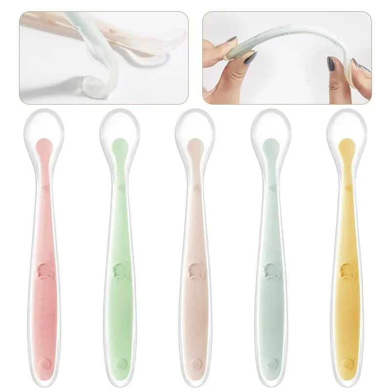 부드러운 실리콘 아기 숟가락 유아 보완 식품 먹이 훈련 - Baby Food Utensils 리뷰 및 가격