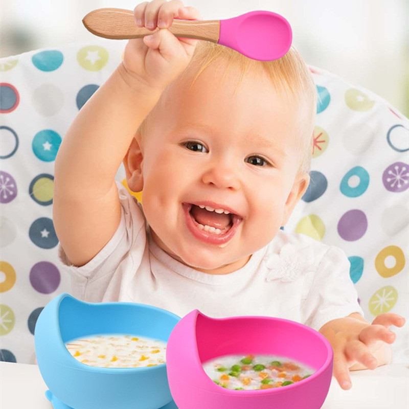 2 개/대 나무 손잡이와 아기 실리콘 숟가락 포크 아기 - Baby Food Utensils 리뷰 및 가격