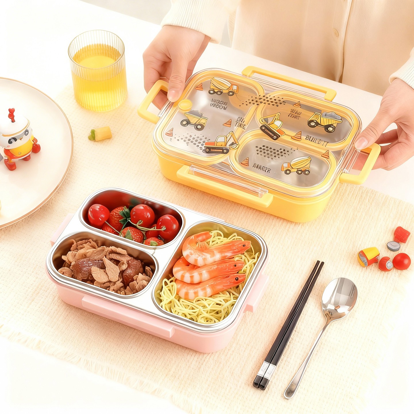 대용량 만화 캐릭터 어린이 도시락 가방 손잡이 포함 휴 - Baby Food Container 리뷰 및 가격